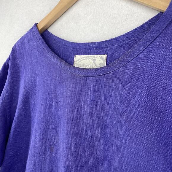 ANGELHEART DESIGNS Outfit M Linen Boxy Top & Tapered Pants 2 Pieces Blue USA VTG - Picture 5 of 16